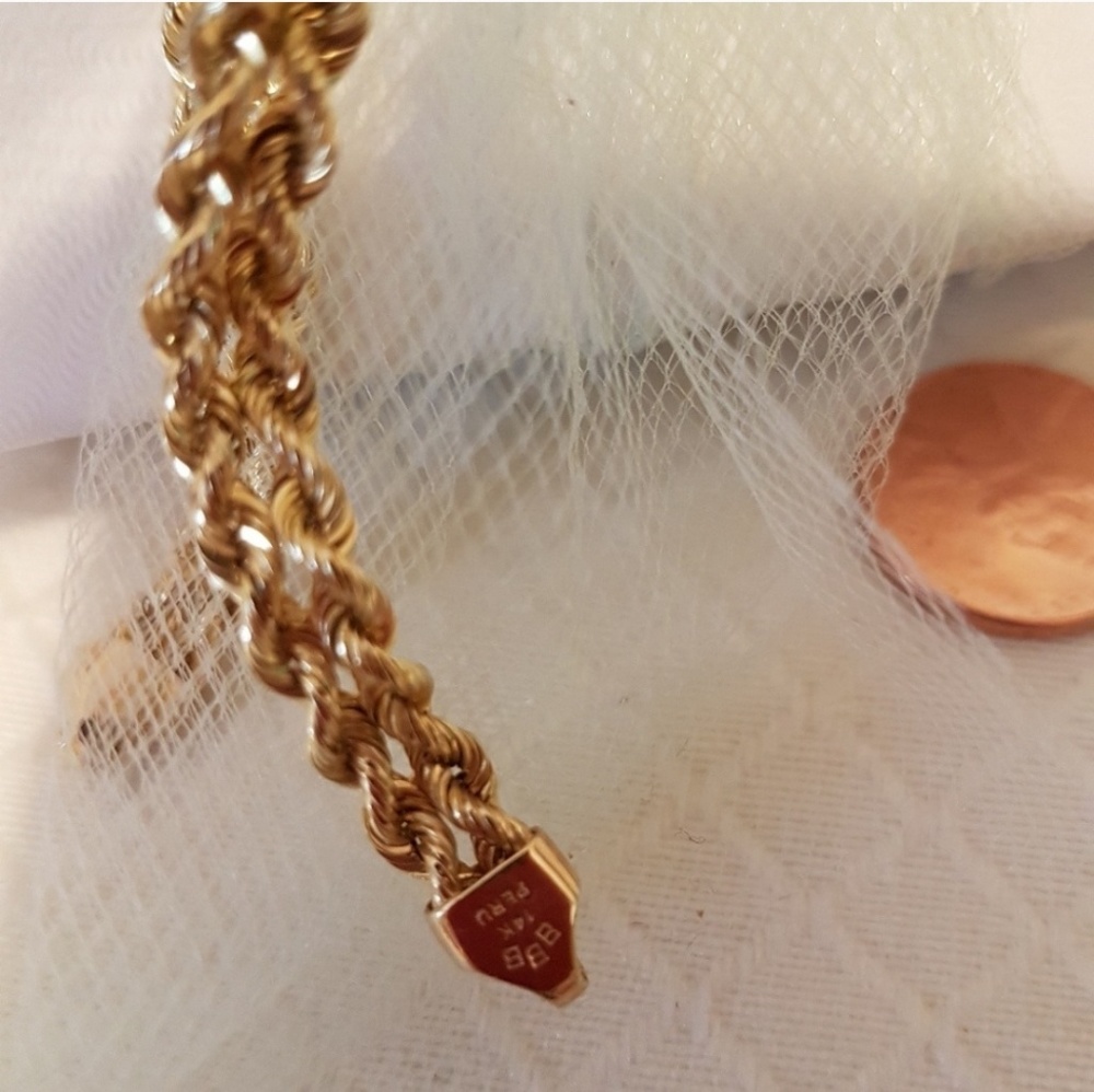 14K Peruvian Gold Double Chain Bracelet - Picture 4 of 4